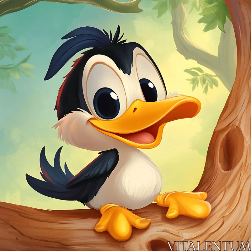 AI ART Adorable Bird Character in a Forest Setting