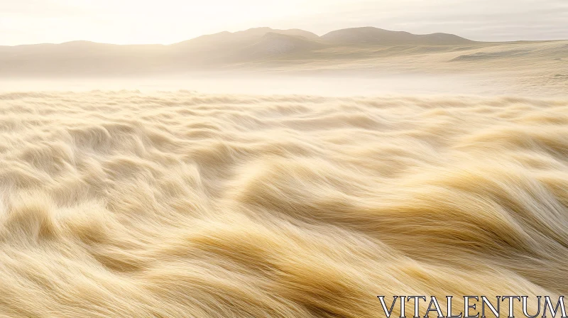 AI ART Waves of Golden Grass Under Sunlight