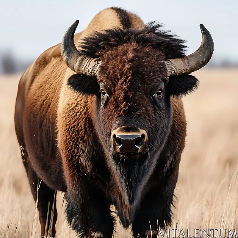 Bull Portrait in Nature AI Image