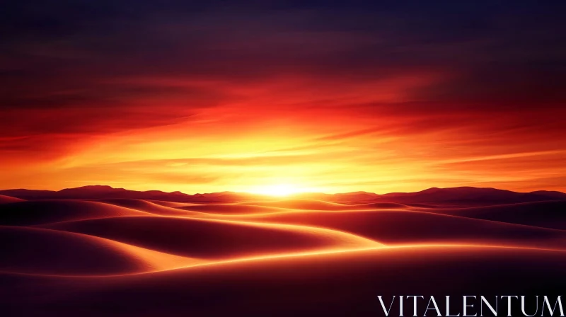 Golden Desert Landscape at Sunset AI Image