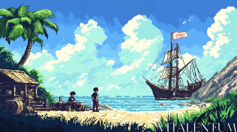 Pixel Art Island Adventure AI Image