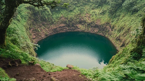 Green Cliffs Embrace a Tranquil Blue Lake