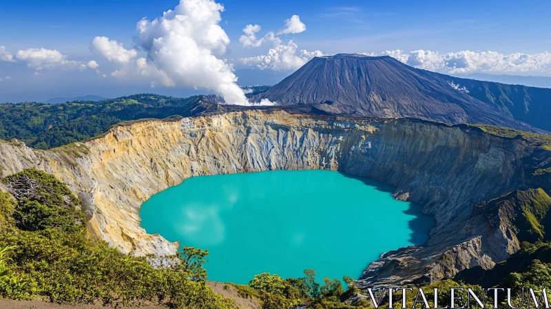 AI ART Stunning Volcanic Landscape with Turquoise Lake