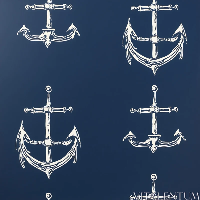 Intricate Anchor Designs on Deep Blue Background AI Image