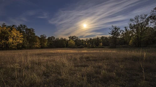 Golden Sunset Over a Serene Field