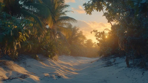 Golden Hour on a Tranquil Beach Path