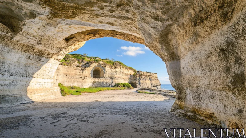 AI ART Natural Beachside Cave with Majestic Cliffs