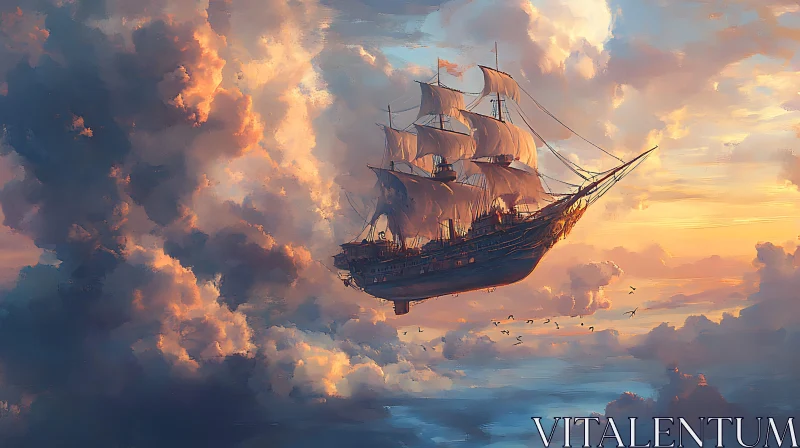 Fantasy Journey: The Floating Ship AI Image