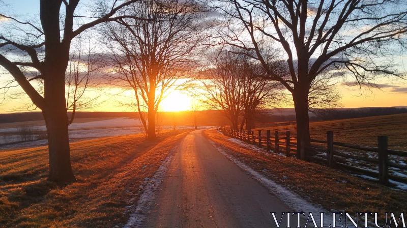 Country Road at Sunset AI Image