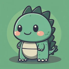 Adorable Green Cartoon Dragon