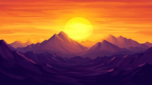 Mountain Range at Sunset