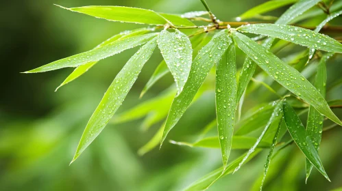 Bamboo Leaves with Dew