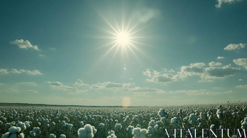 Cotton Field Basking in Sunlight AI Image