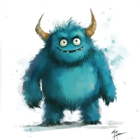 Friendly Horned Cartoon Monster