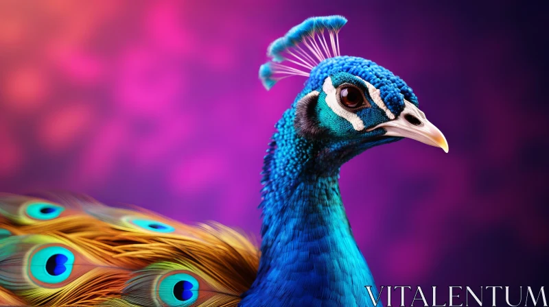 Portrait of a Vibrant Peacock in Colorful Background AI Image