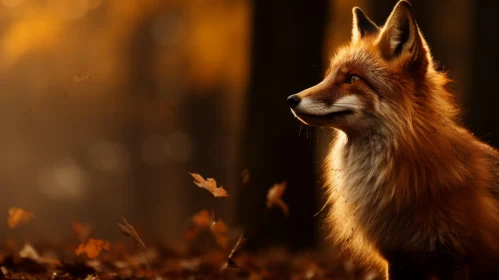 Autumn Fox in Forest - A Serene Still Life