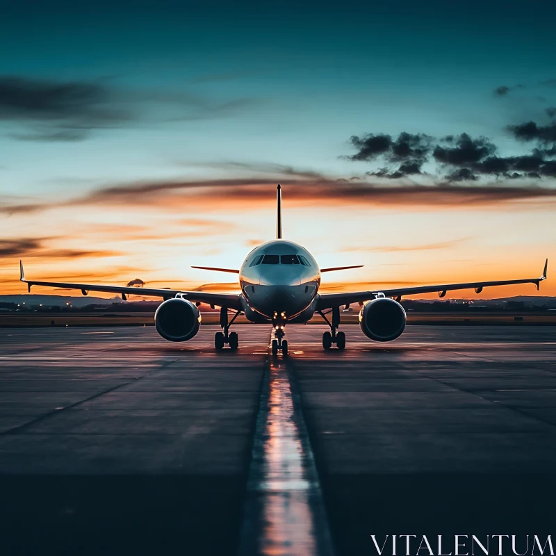 Commercial Aircraft During Sunset AI Image