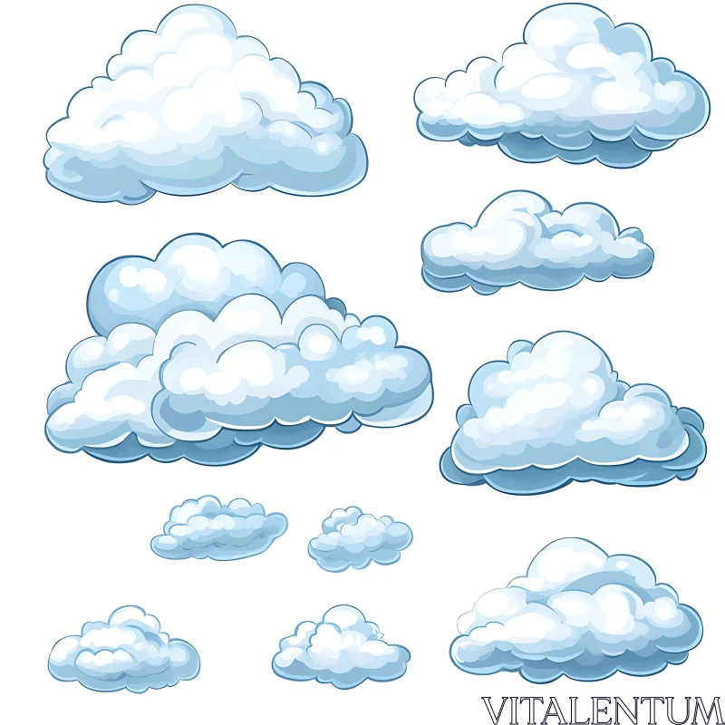 Cute Cartoon Clouds Collection AI Image