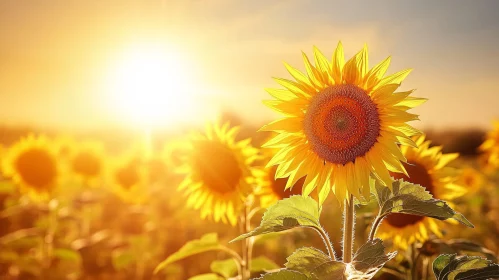 Sunflower Field at Dusk