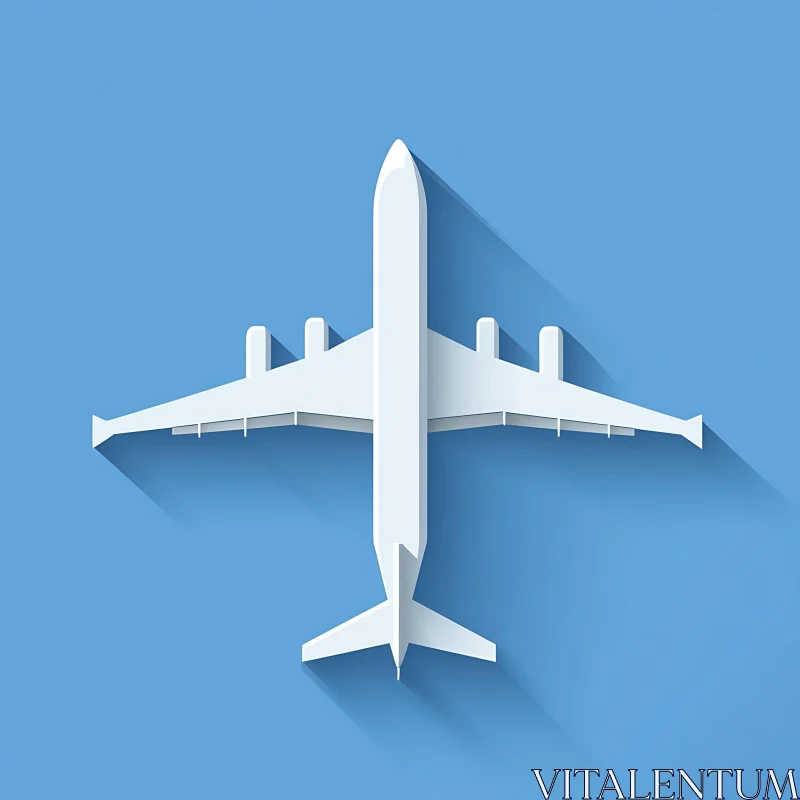 Aviation Art: White Airplane on Blue Background AI Image