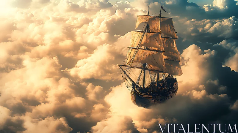 AI ART Dreamlike Sailing Ship in the Sky