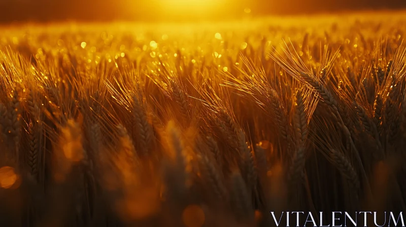 Sunset Over Wheat Field AI Image