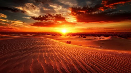 Sunset in the Desert with Sand Dunes