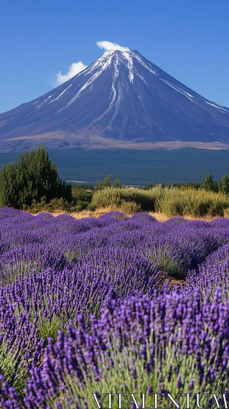 AI ART Mountain and Lavender Landscape