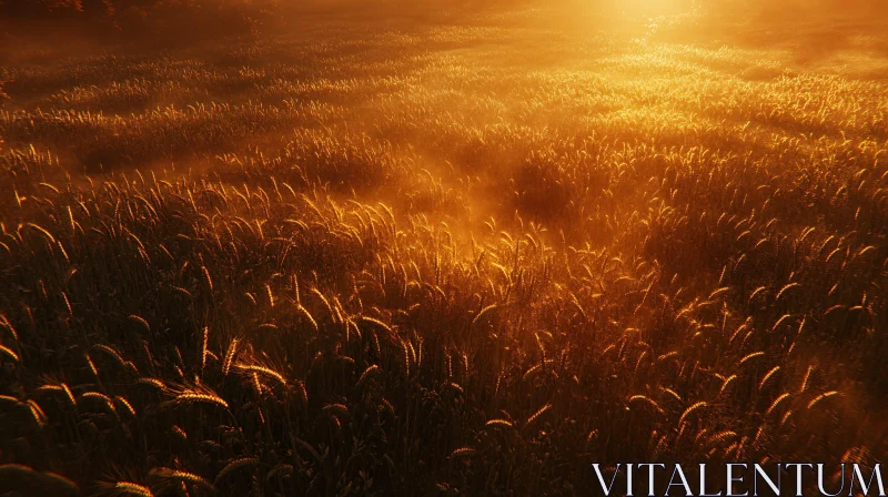 Warm Sunlit Wheat Field AI Image