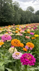 Vibrant Flower Field with Multicolored Zinnias