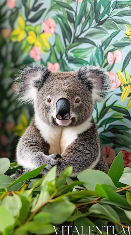 AI ART Koala Amidst Vibrant Floral Patterns