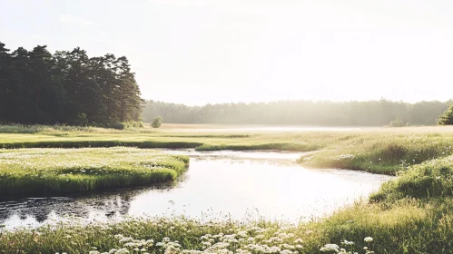 Serene River Marsh at Sunrise