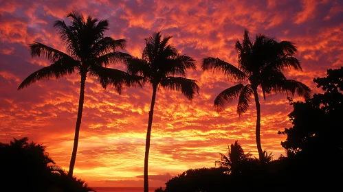 Vibrant Palm Tree Silhouette at Sunset