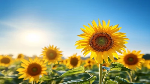 Bright Sunflower in a Sunny Field