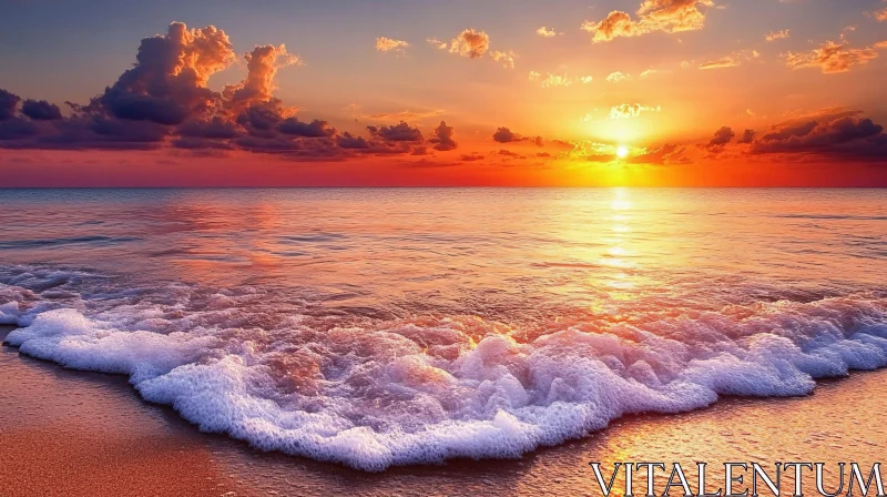 Serene Sunset at the Beach AI Image