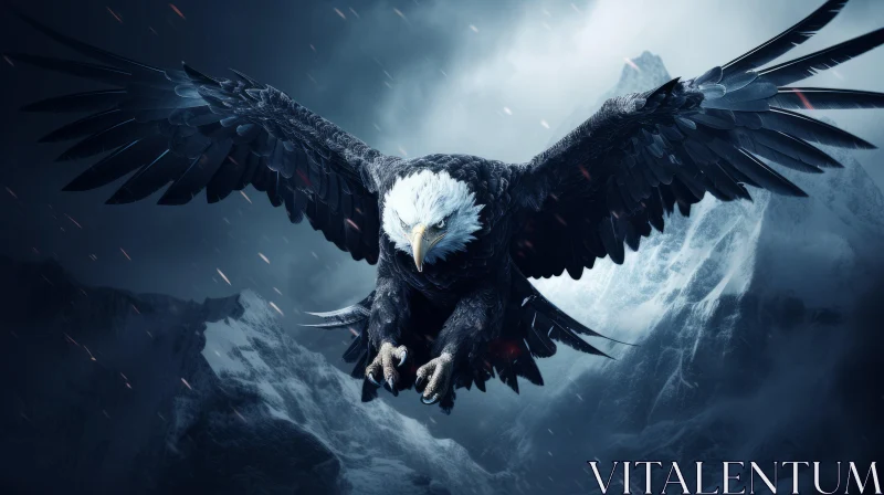 Eagle Soaring over Mountains: A Majestic Display of Wilderness AI Image
