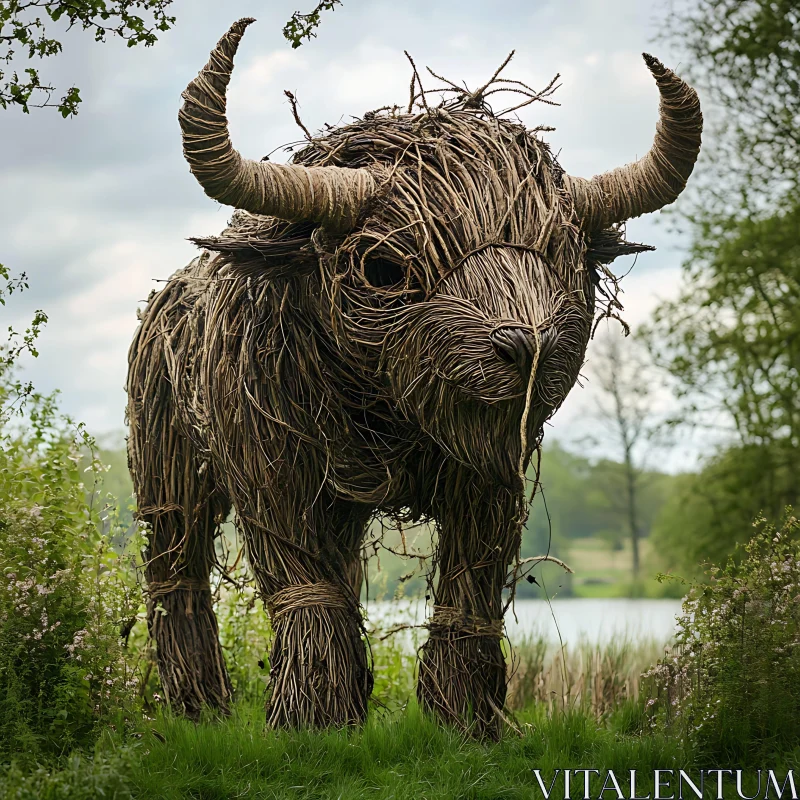 AI ART Intricate Willow Bull Art in Nature