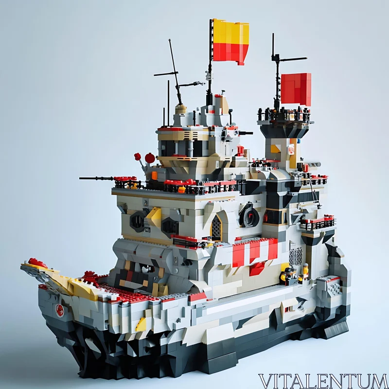 Detailed LEGO Ship Construction with Vibrant Accents AI Image