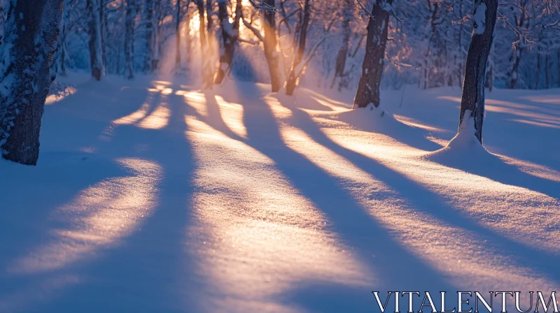 AI ART Winter Forest Sunlight and Shadows