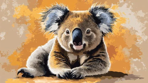 Peaceful Koala Painting in Earth Colors AI Image