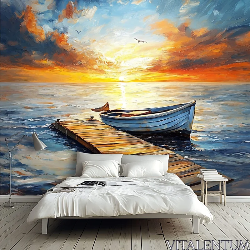 AI ART Tranquil Sunset Scene Over Ocean