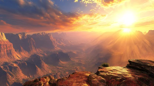 Serene Sunset Over Rocky Canyon