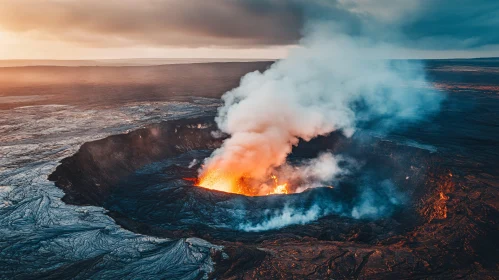 Aerial Shot of Volcanic Eruption