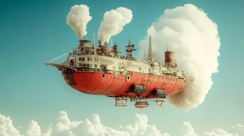 Industrial Floating Vessel in a Fantasy Setting
