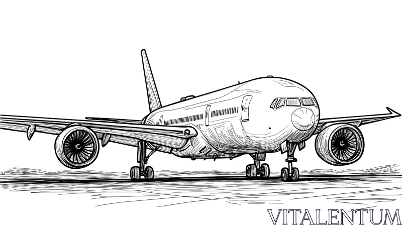 AI ART Commercial Jet Plane Sketch Art