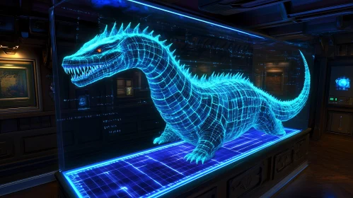 Blue Holographic Dragon in Advanced Display
