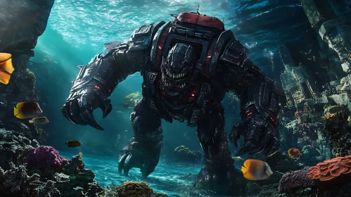 Monstrous Robot in Underwater Ruins
