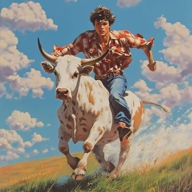 Action-Packed Bull Riding Scene