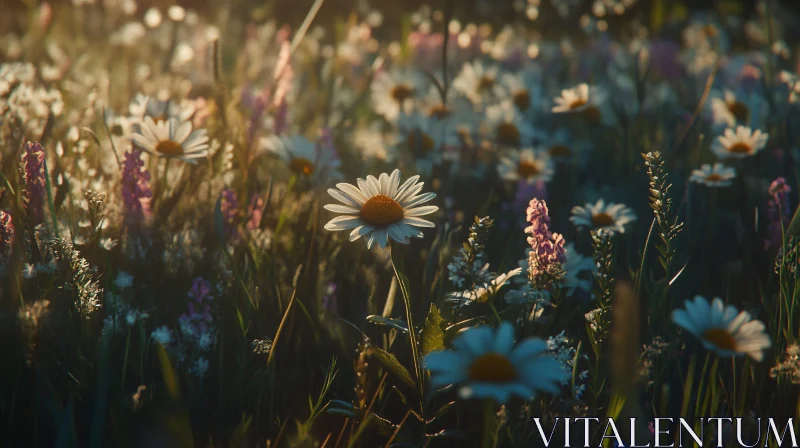 AI ART Captivating Daisy Field in Warm Sunlight