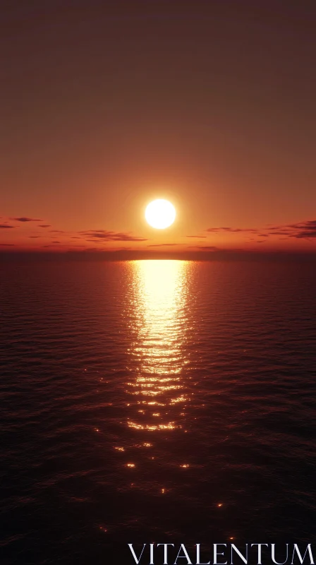 Calm Ocean Sunset AI Image